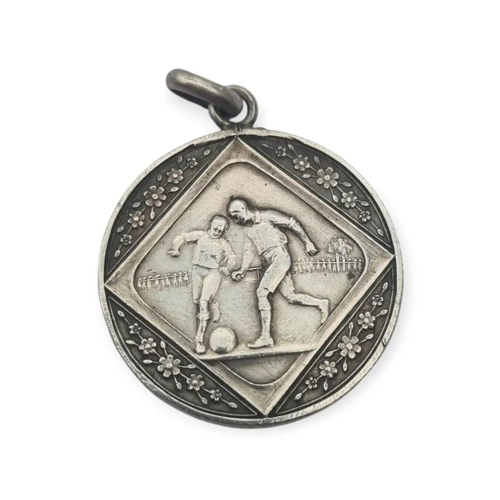 Medalla modernista de fútbol en plata 925 joyería deportiva regalo