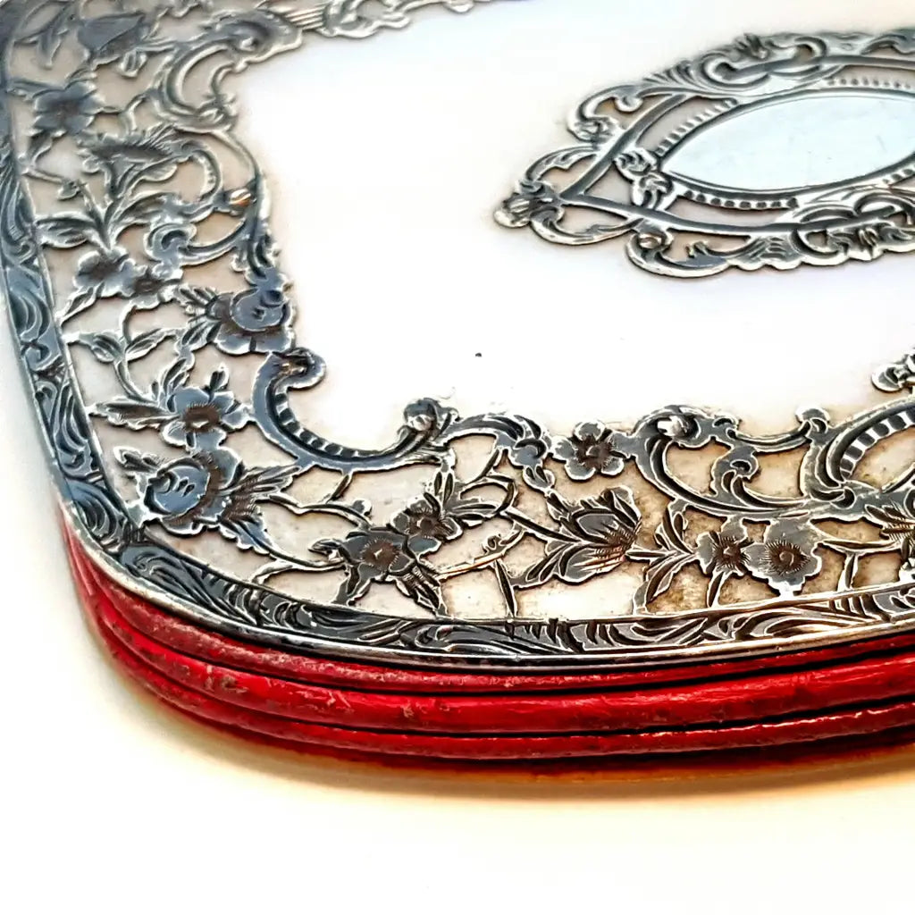 Monedero antiguo Victoriano de plata calada y nácar XIX pieza colección.