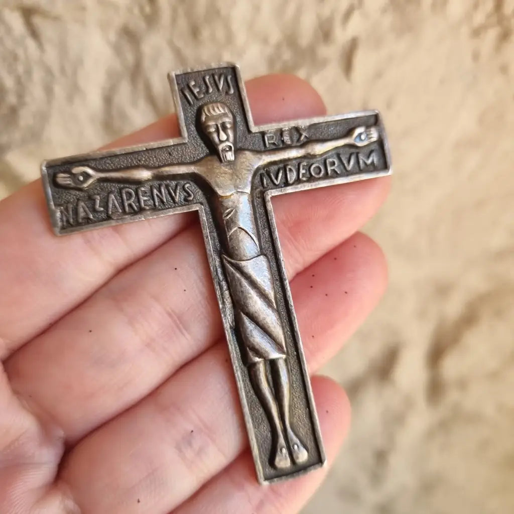 Cruz de plata. Joyería religiosa. Plata 925 collar cruz vintage Nazarenus.