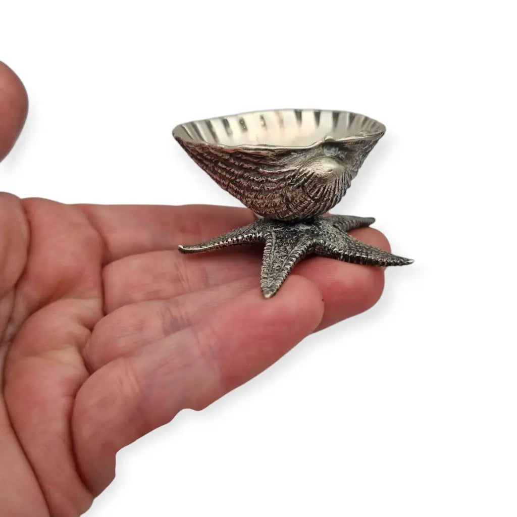 Objeto de vitrina plata 925 concha y estrella mar diseño marino