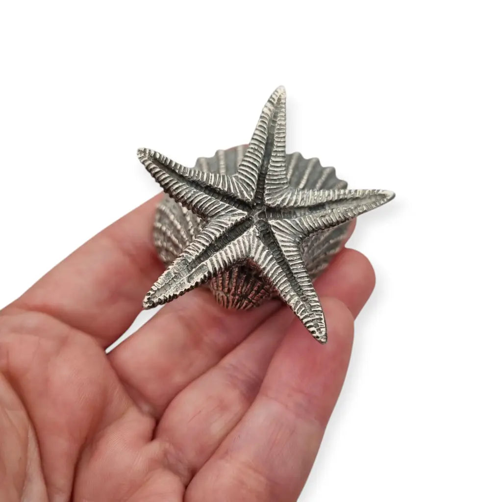 Objeto de vitrina plata 925 concha y estrella mar diseño marino