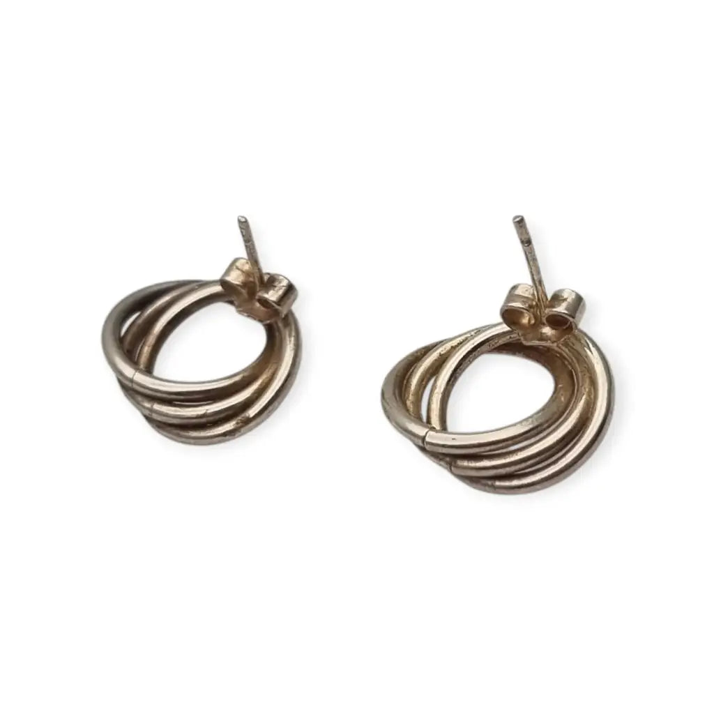 Pendientes aros entrelazados de plata 925 joyeria vintage. LaBizarreSusu