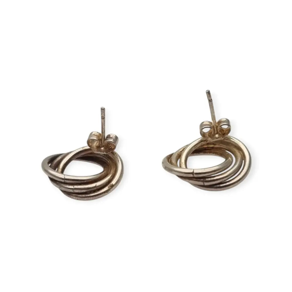 Pendientes aros entrelazados de plata 925 joyeria vintage. LaBizarreSusu