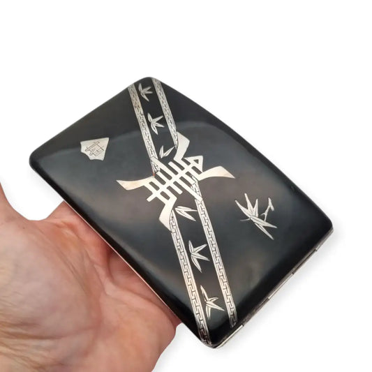 Pitillera china Art Déco de exportación en plata y esmalte circa 1940 una pieza