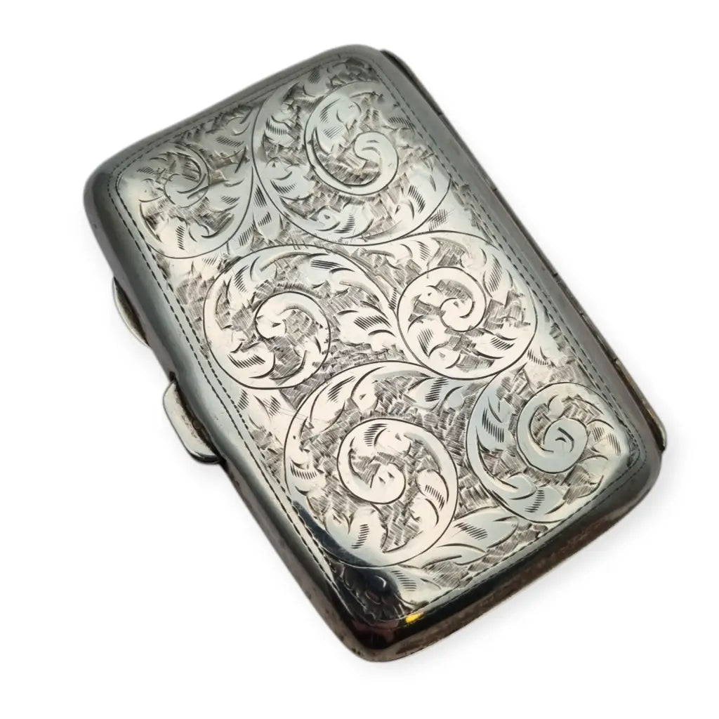 Pitillera inglesa de plata grabada J. Collyer Ltd Birmingham 1938 monograma