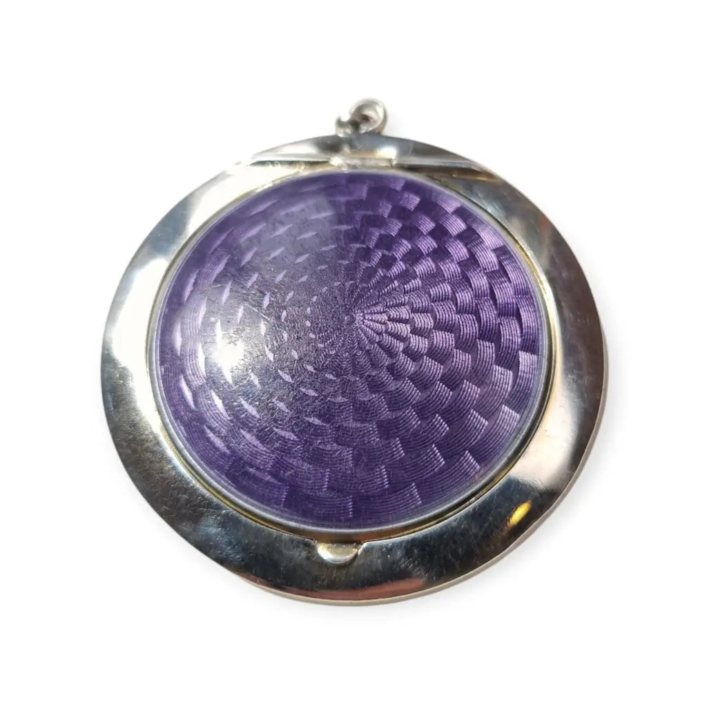 Polvera Art Déco en plata y esmalte guilloché morado Londres 1920 pieza