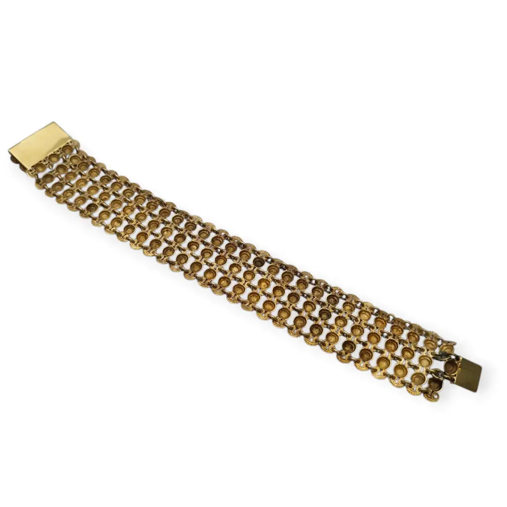 Pulsera antigua de malla plata 800 con esferas repujadas décadas