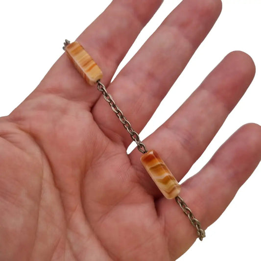 Pulsera de ágata piedra real pulsera vintage plata para mujer regalos