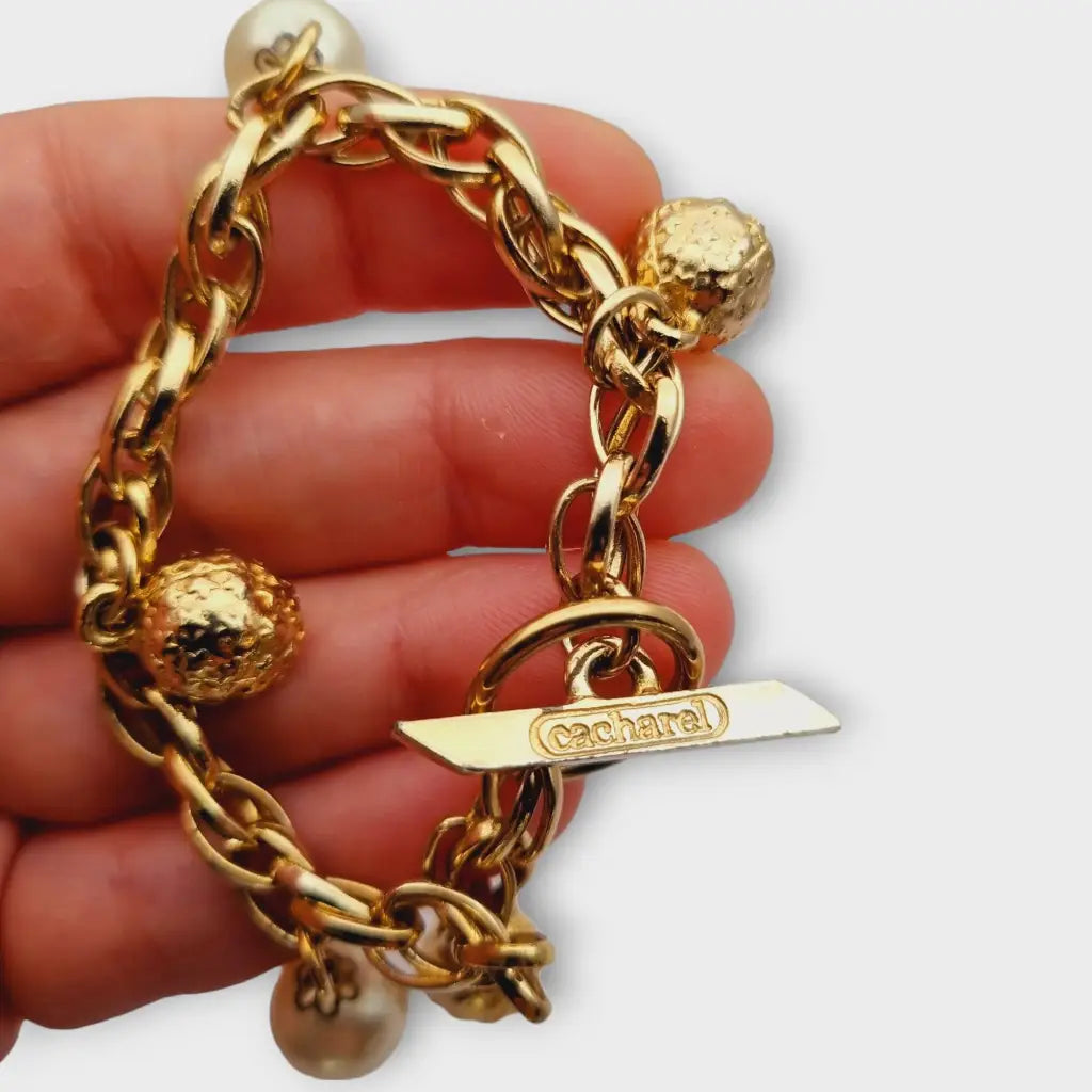 Pulsera vintage Cacharel con perlas años 80 línea de lencería
