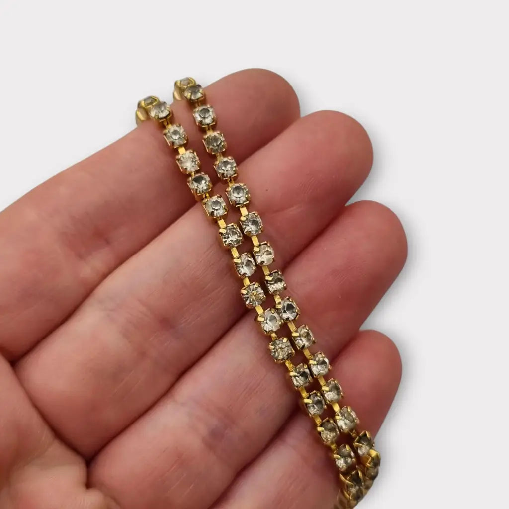Pulsera vintage de diamantes imitación dorados para mujer elegante joyería