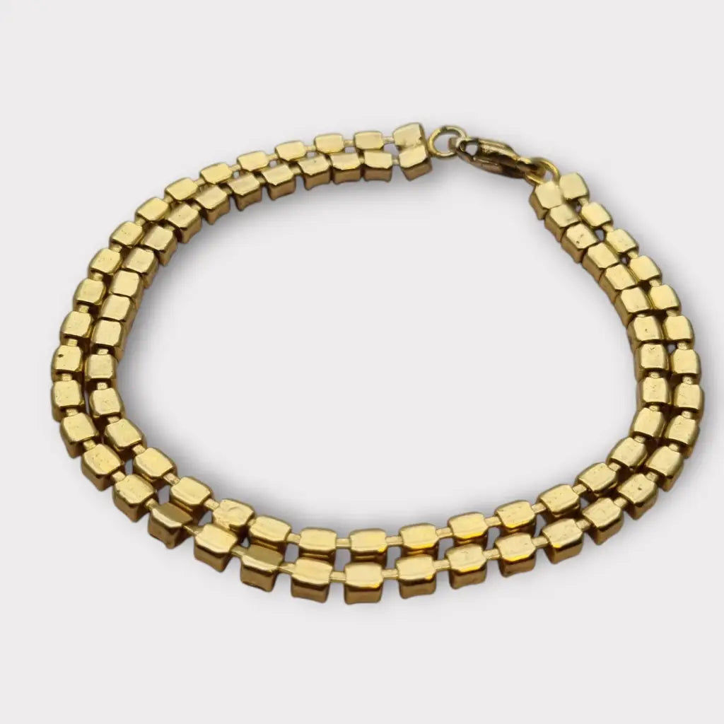 Pulsera vintage de diamantes imitación dorados para mujer elegante joyería