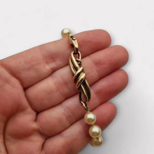 Pulsera vintage de perlas Majorica con cierre plata 925 bañada en oro