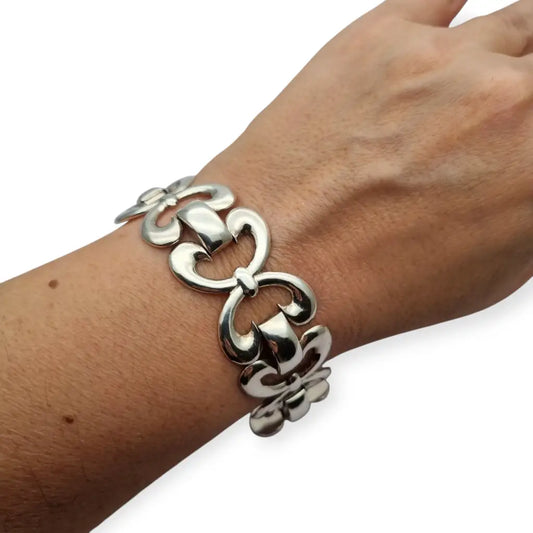 Pulsera vintage en plata 925 con eslabones articulados forma de lazo