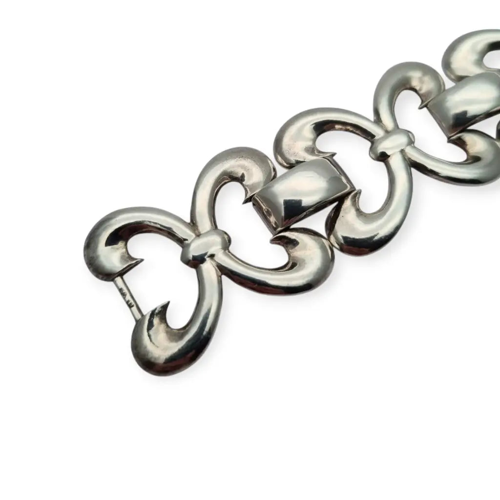 Pulsera vintage en plata 925 con eslabones articulados forma de lazo