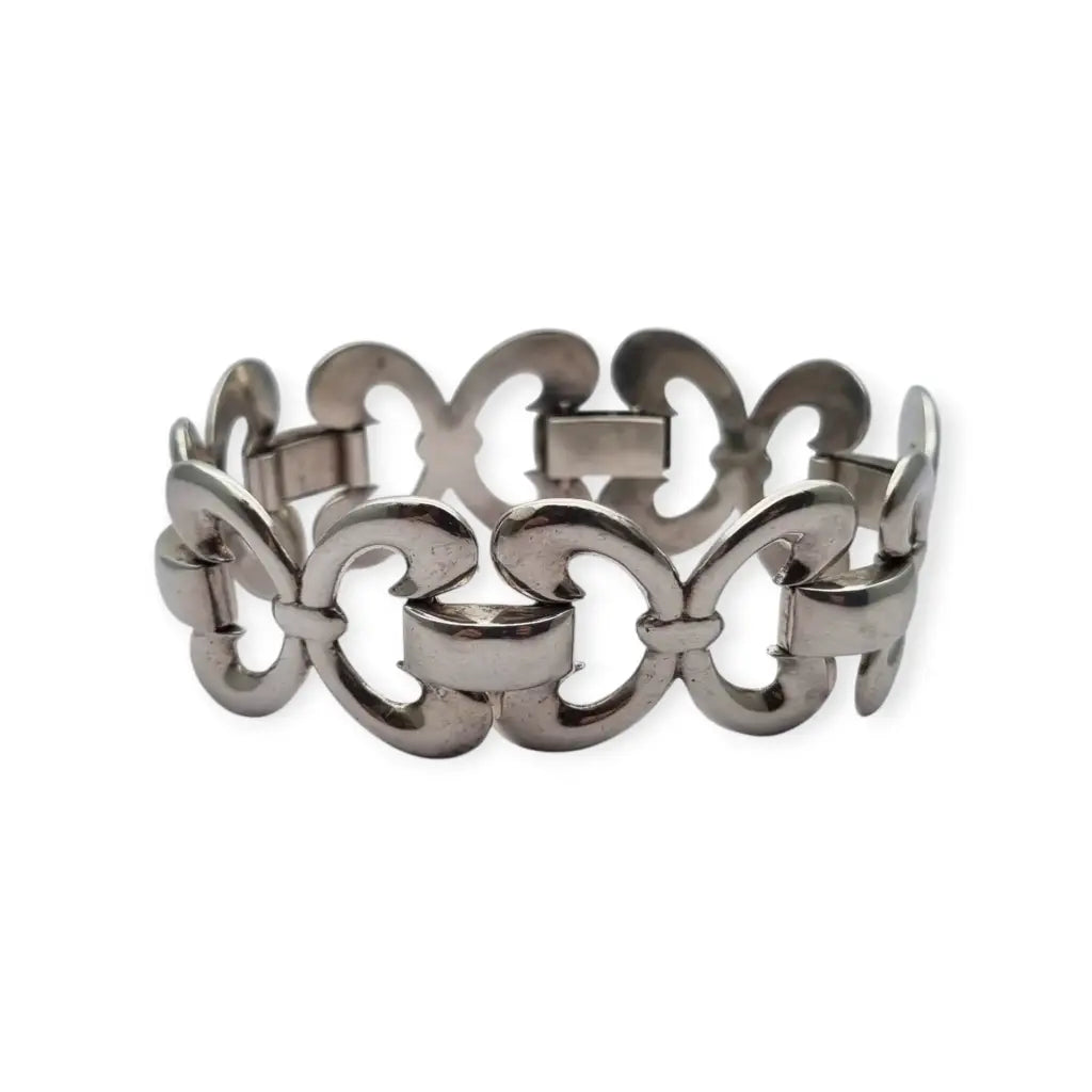 Pulsera vintage en plata 925 con eslabones articulados forma de lazo