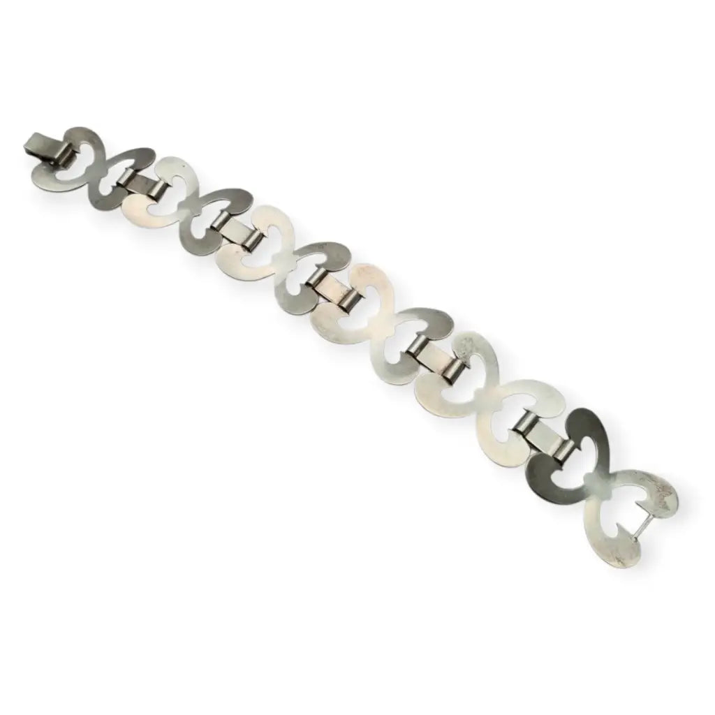 Pulsera vintage en plata 925 con eslabones articulados forma de lazo