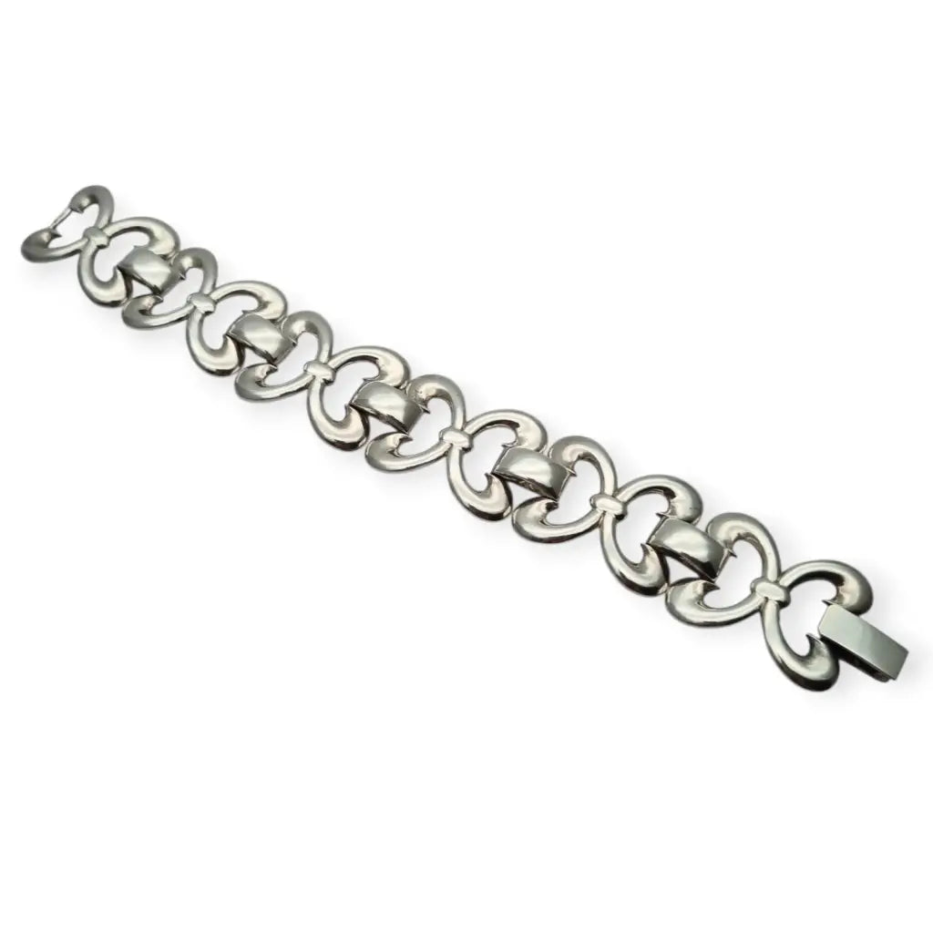 Pulsera vintage en plata 925 con eslabones articulados forma de lazo