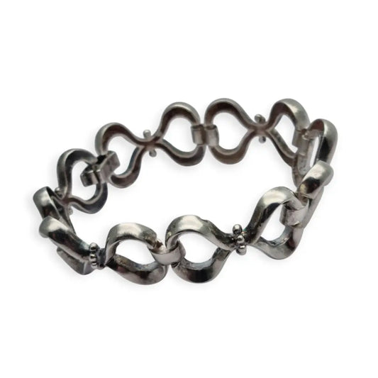 Pulsera vintage de plata 925 con sello estrella y diseño eslabones