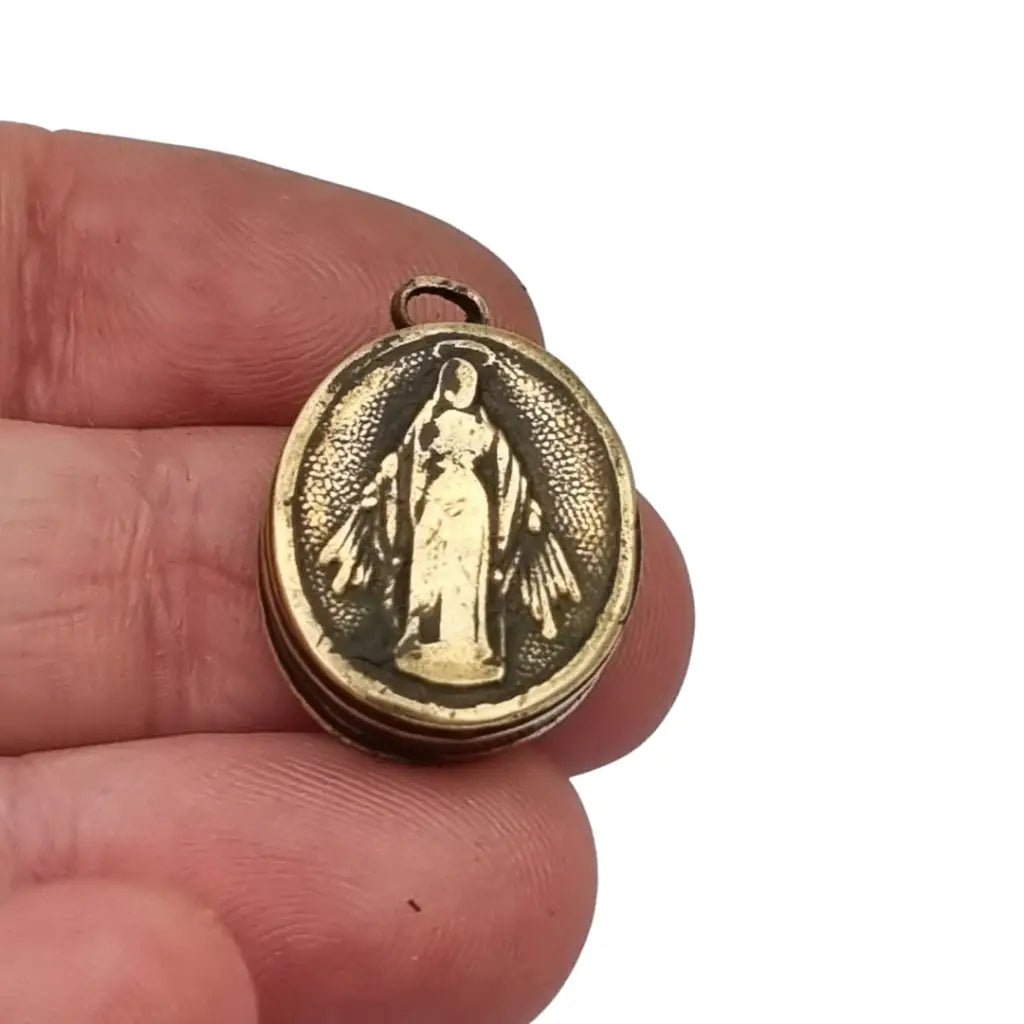 Relicario antiguo con imagen de la Virgen reliquia colgante devocional