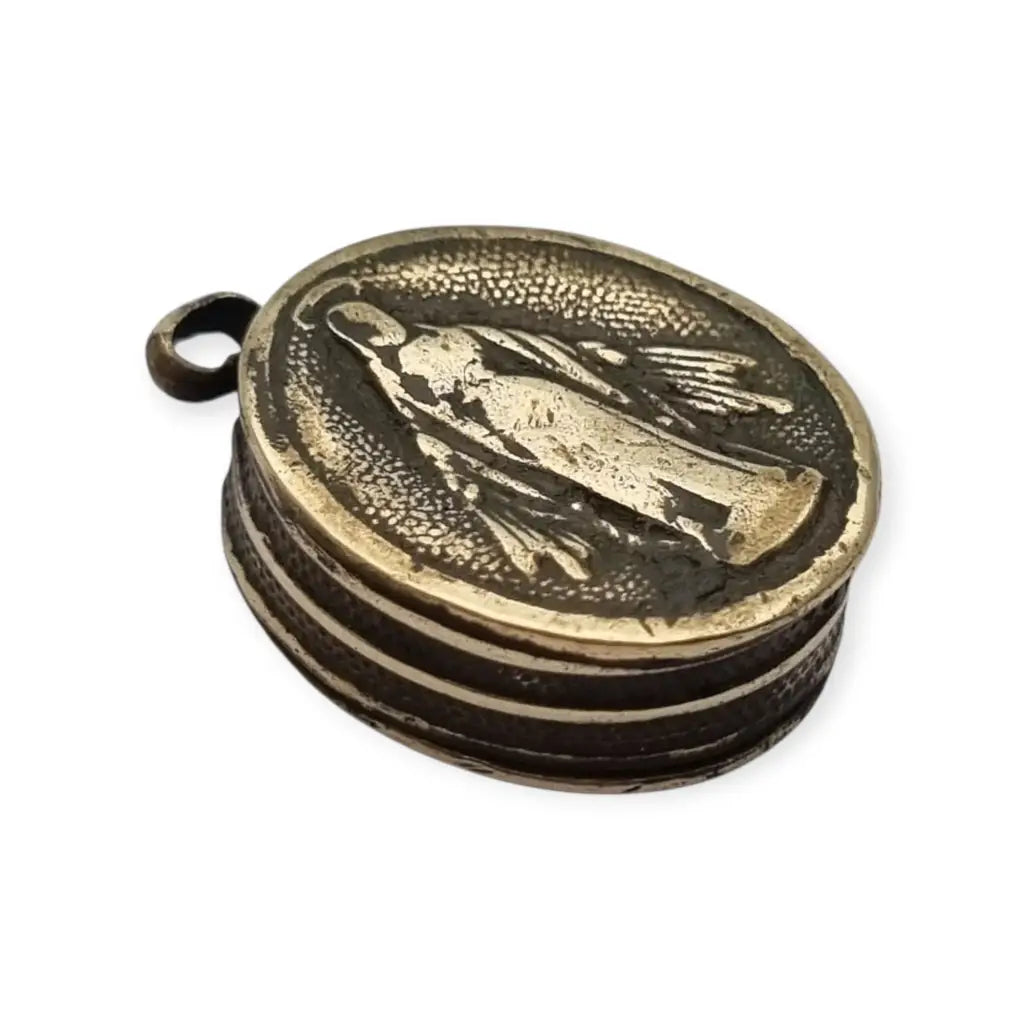 Relicario antiguo con imagen de la Virgen reliquia colgante devocional