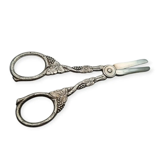 Tijeras danesas modernistas para uvas plateadas años 20 diseño Art Nouveau.