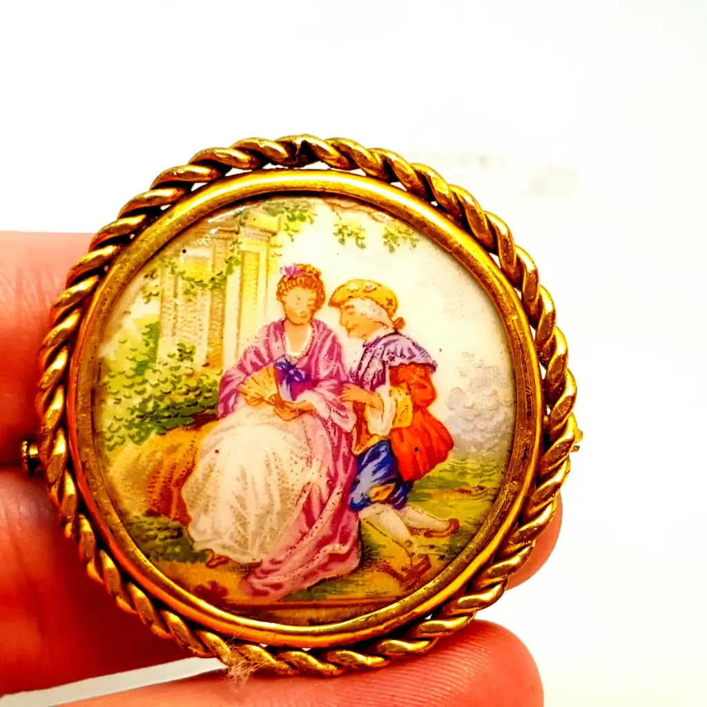 Broche vintage broche de Limoges francés porcelana Limoges.