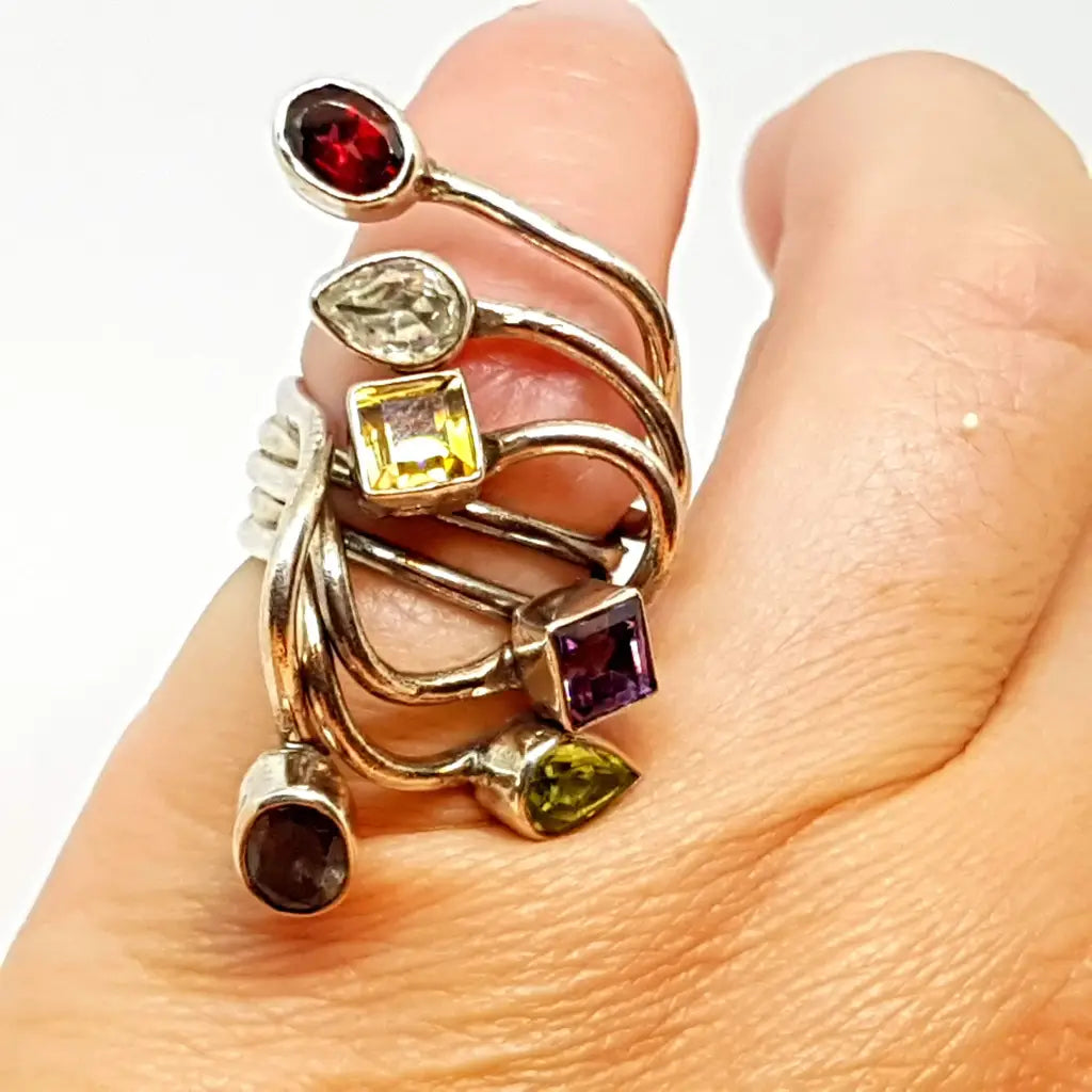 Anillos multipiedra vintage anillos de plata piedras originales regalos