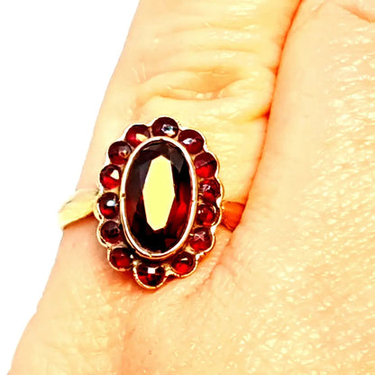 Anillo de granate rojo oro anillo 8k vintage compromiso