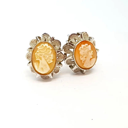 Pendiente de plata Cameo Pendientes 925 y Cameo. Concha tallada. Circa