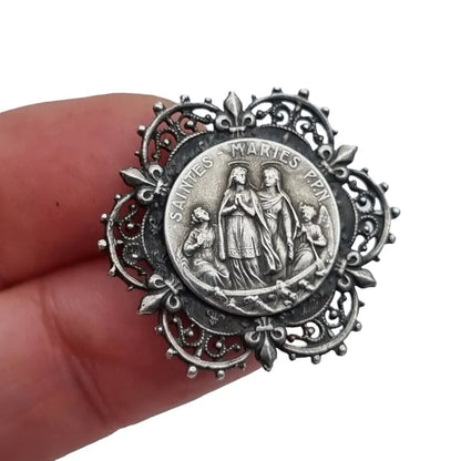 Broche de la Virgen María joyería religiosa francesa regalos para mujeres