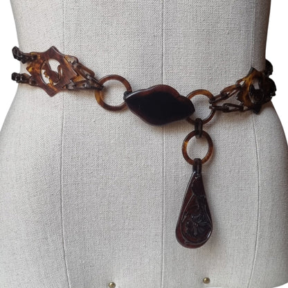 Antique Art Deco articulated amber-brown celluloid jewel-belt, 1920s-30s