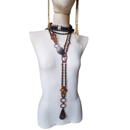 Antique Art Deco articulated amber-brown celluloid jewel-belt, 1920s-30s