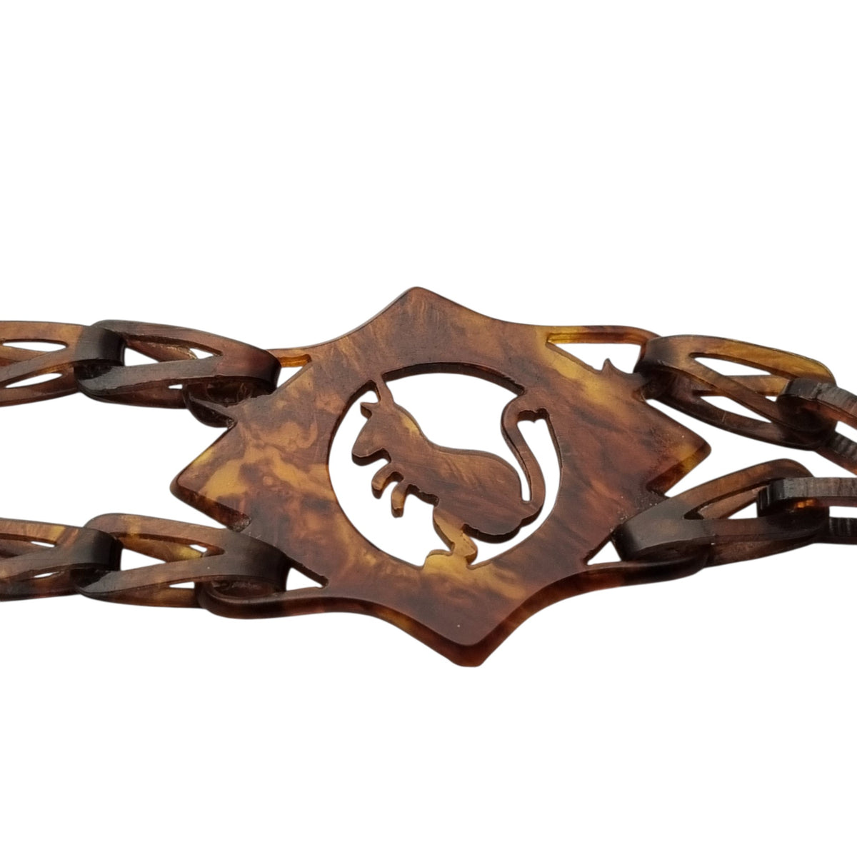 Antique Art Deco articulated amber-brown celluloid jewel-belt, 1920s-30s