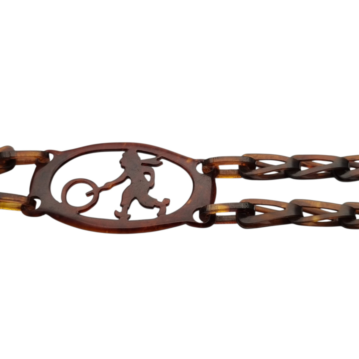 Antique Art Deco articulated amber-brown celluloid jewel-belt, 1920s-30s