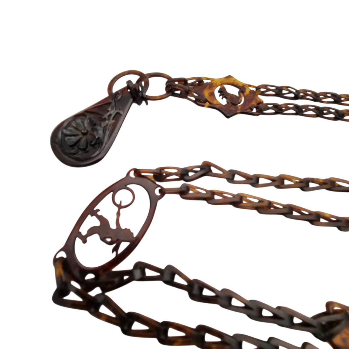 Antique Art Deco articulated amber-brown celluloid jewel-belt, 1920s-30s