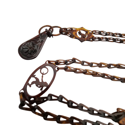 Antique Art Deco articulated amber-brown celluloid jewel-belt, 1920s-30s