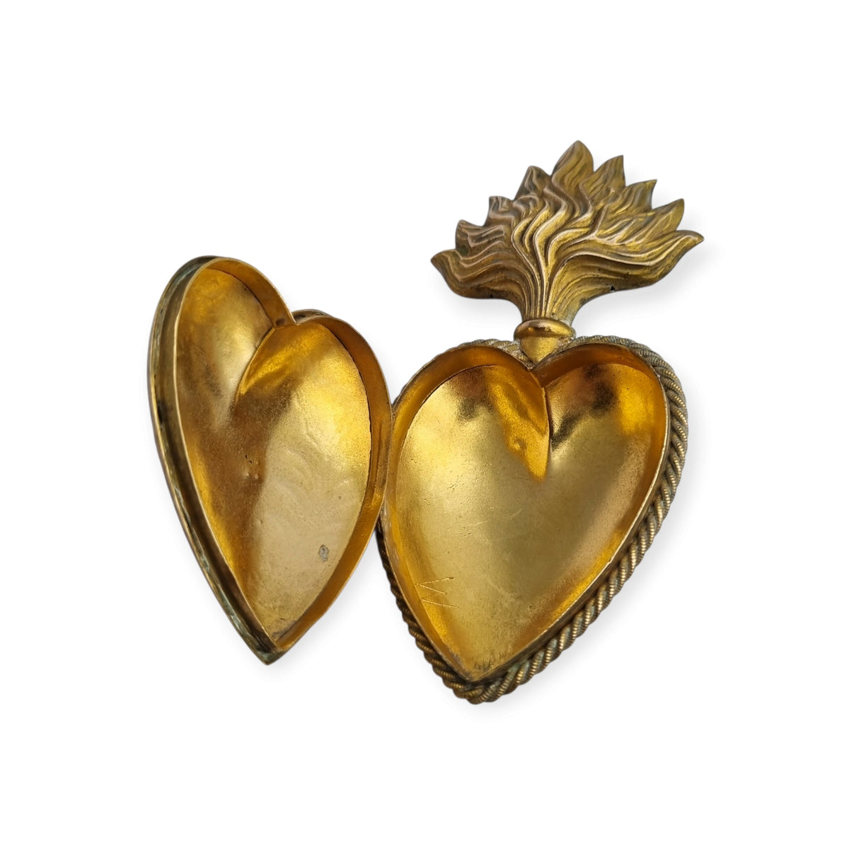 Antique Marian ex-voto, gilded heart of devotion, likely France, 19th century