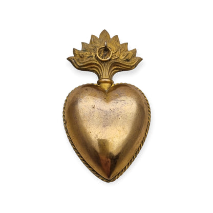 Antique Marian ex-voto, gilded heart of devotion, likely France, 19th century