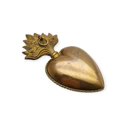 Antique Marian ex-voto, gilded heart of devotion, likely France, 19th century