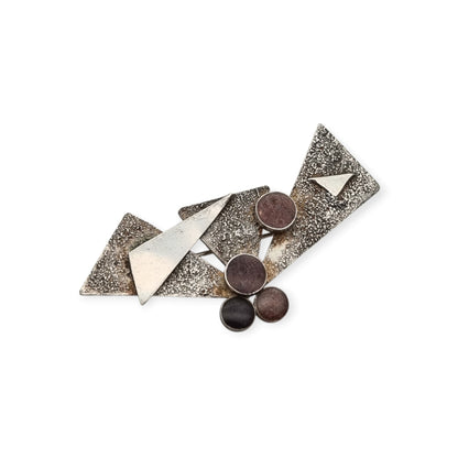 Vintage geometric Art Nouveau sterling silver brooch, second half of the 20th century