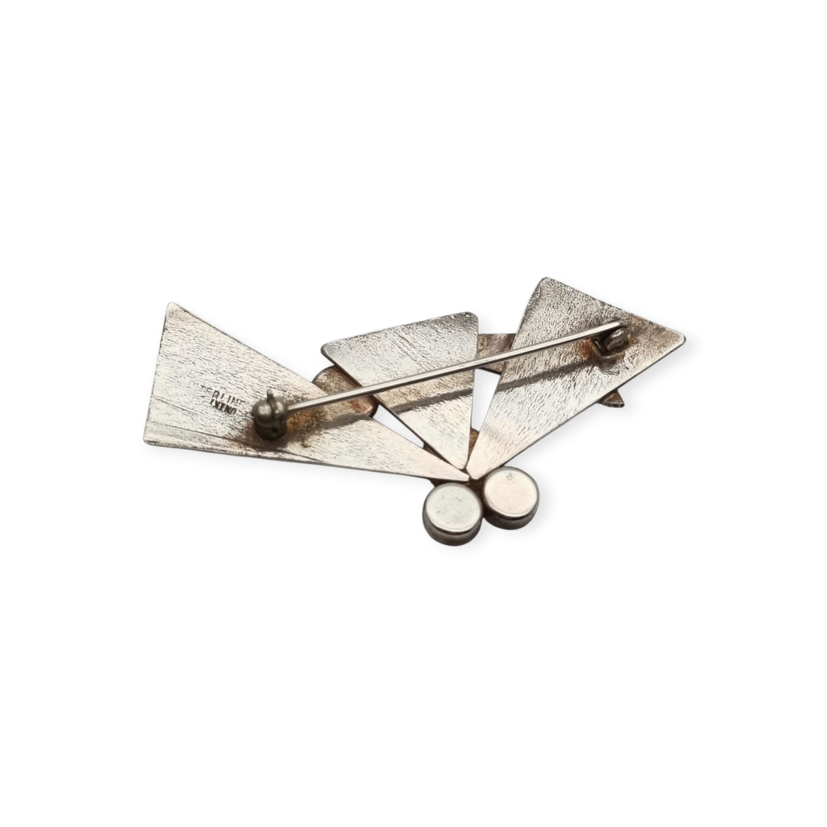 Vintage geometric Art Nouveau sterling silver brooch, second half of the 20th century