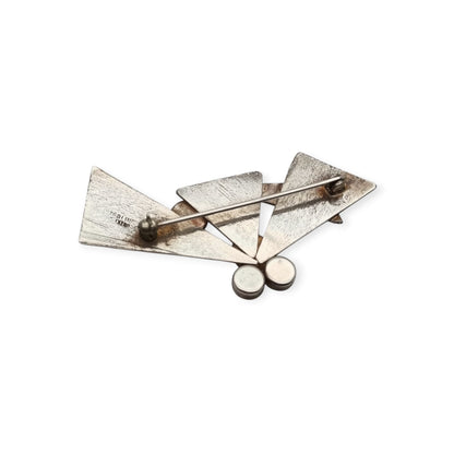 Vintage geometric Art Nouveau sterling silver brooch, second half of the 20th century