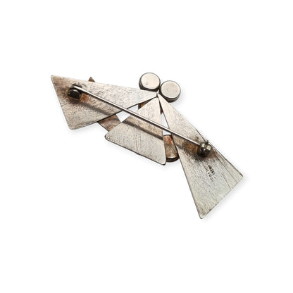 Vintage geometric Art Nouveau sterling silver brooch, second half of the 20th century