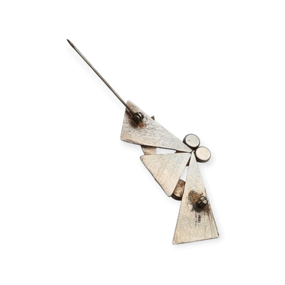 Vintage geometric Art Nouveau sterling silver brooch, second half of the 20th century