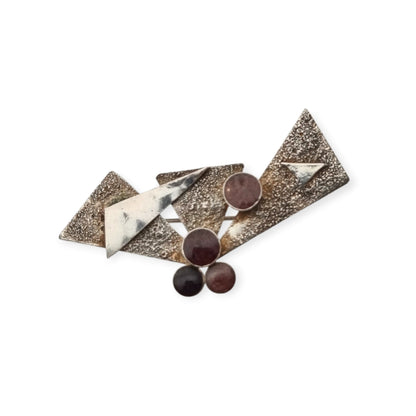 Vintage geometric Art Nouveau sterling silver brooch, second half of the 20th century