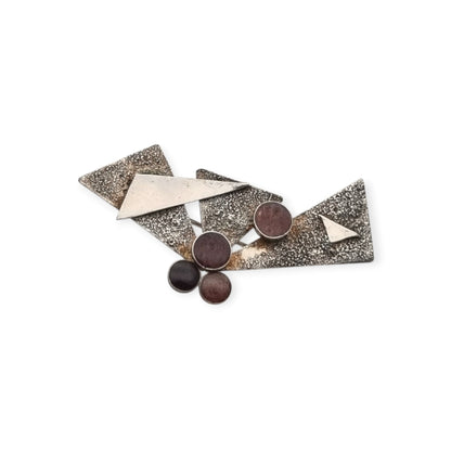 Vintage geometric Art Nouveau sterling silver brooch, second half of the 20th century