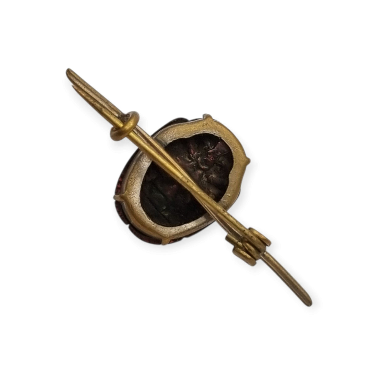 Antique Victorian Egyptian Revival brooch with real scarab in gold-tone metal, ca. 1880-1905
