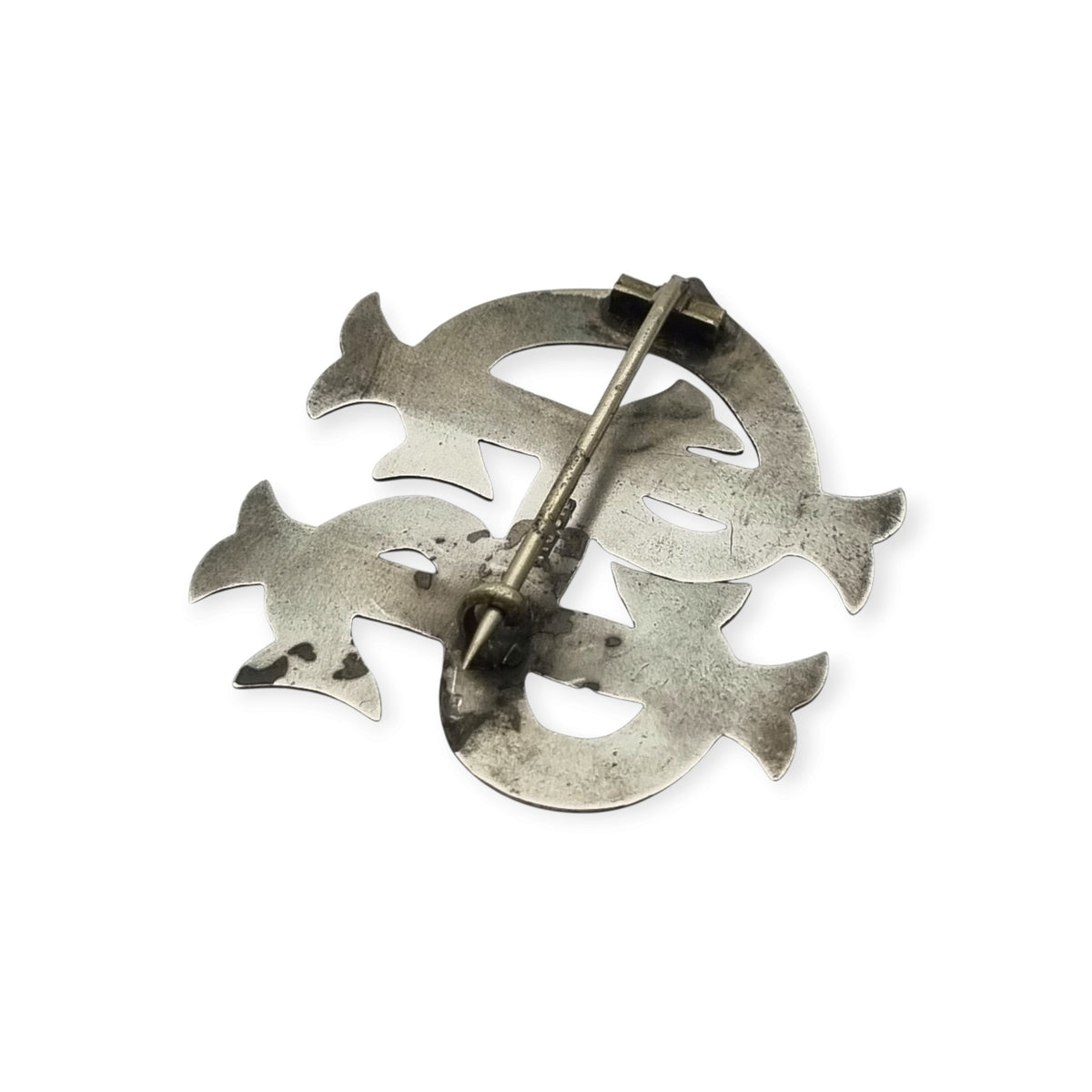 Broche Victoriano monograma antiguo en plata sterling STG SIL, ca. 1890-1920