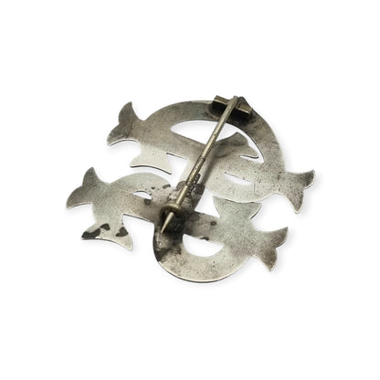 Broche Victoriano monograma antiguo en plata sterling STG SIL, ca. 1890-1920