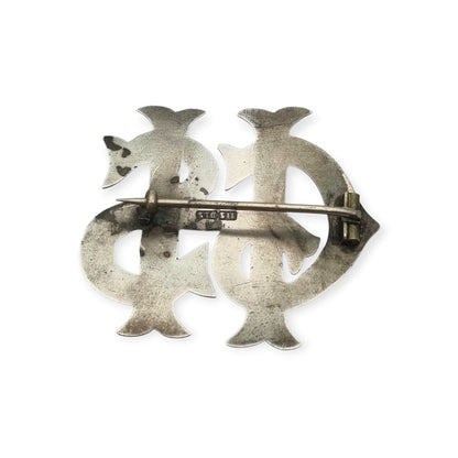 Broche Victoriano monograma antiguo en plata sterling STG SIL, ca. 1890-1920